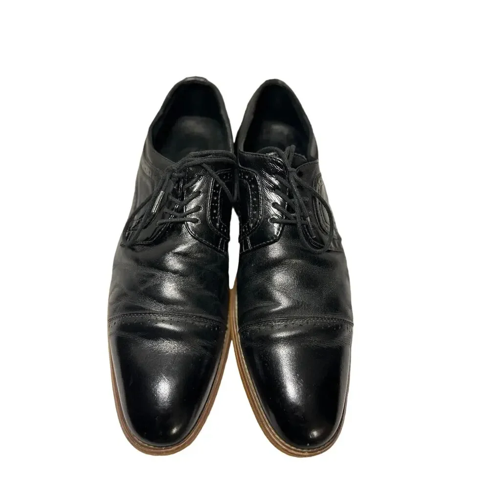 Men's Blk Stacy Adams Leather Dress Wing Tip Oxford Shoes, Casual, lace up Sz 11